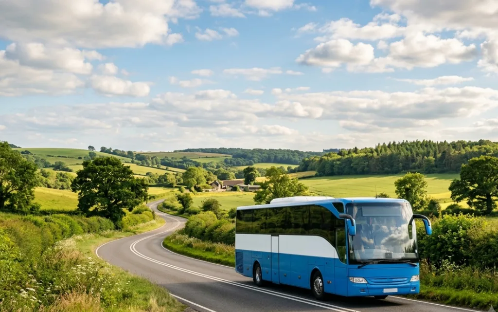 Reisebus unterwegs in der Metropolregion Berlin